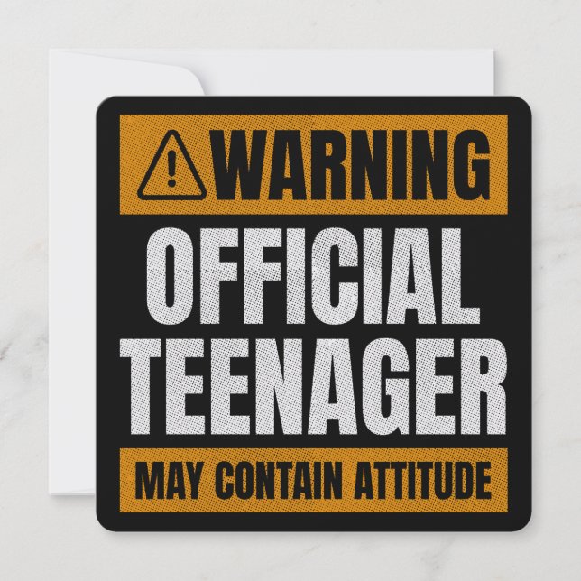 Warning Official Teenager Contains Attitude Holiday Card (Front)