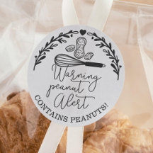Warning Peanut Alert - Bakery Peanut Allergy Food 