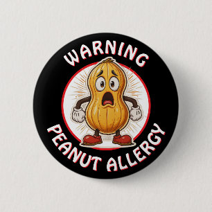 Warning Peanut Allergy Alert   6 Cm Round Badge