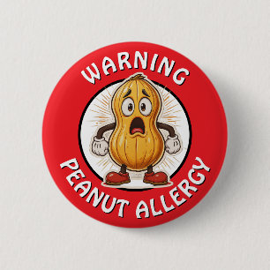 Warning Peanut Allergy Alert   6 Cm Round Badge