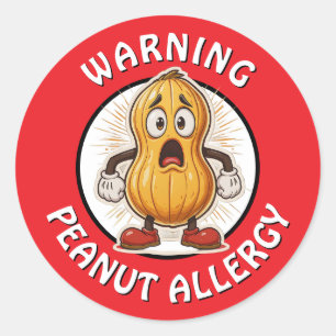 Warning Peanut Allergy Alert   Classic Round Sticker