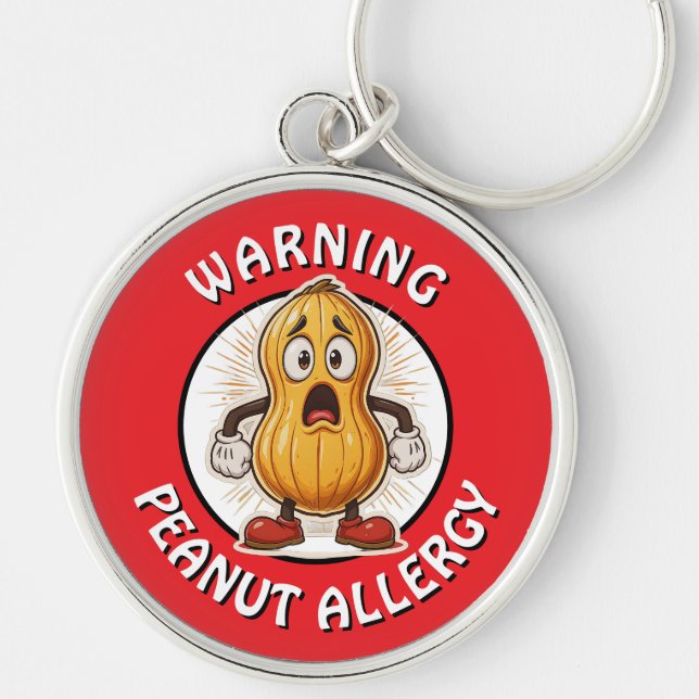 Warning Peanut Allergy Alert   Key Ring (Front)