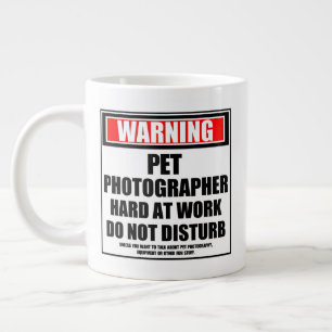 Warning Pet Photographer Hard At Work Large Coffee Mug
