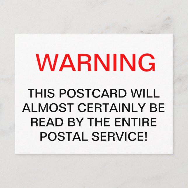 WARNING POSTCARD (Front)