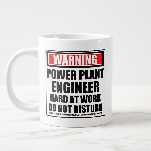 Warning Power Plant Engineer Hard At Work Large Coffee Mug (Left)