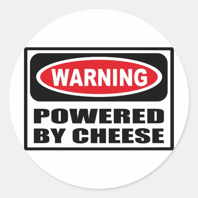 Warning POWERED BY CHEESE Sticker (Front)