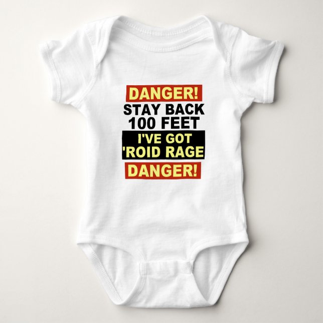 Warning Roid Range Baby Bodysuit (Front)