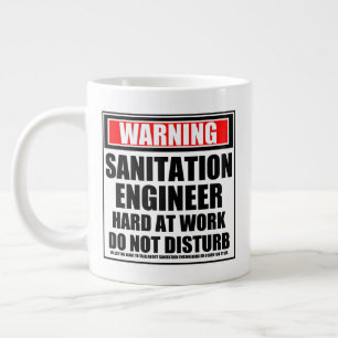 Warning Sanitation Engineer Hard At Work Large Coffee Mug