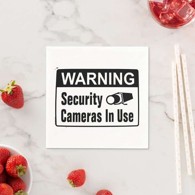 Warning Security Camera In Use Paper Napkins (Creator Uploaded)