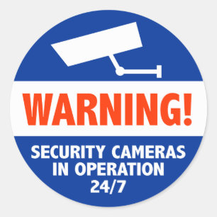 Warning Security Camera Signs Classic Round Sticker