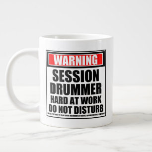 Warning Session Drummer Hard At Work Large Coffee Mug