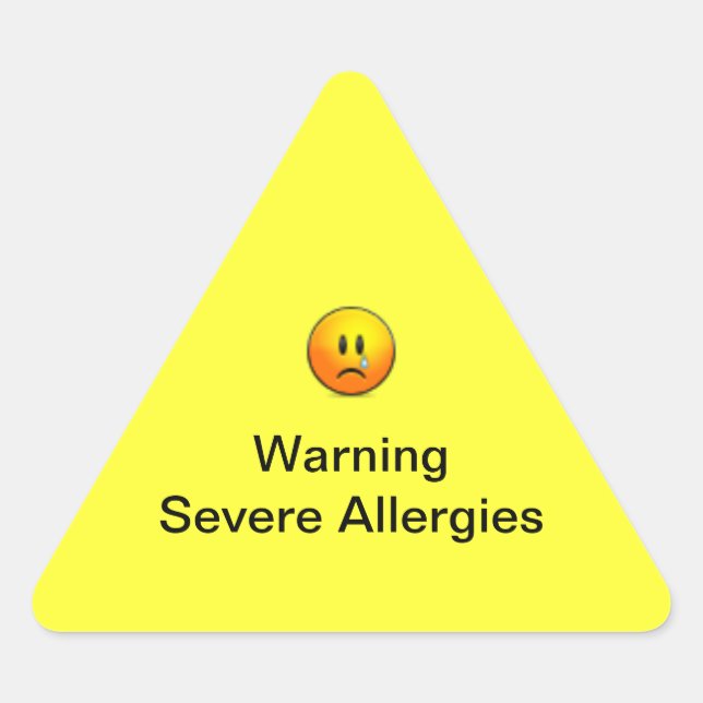 Warning Severe Allergies Triangle Sticker (Front)