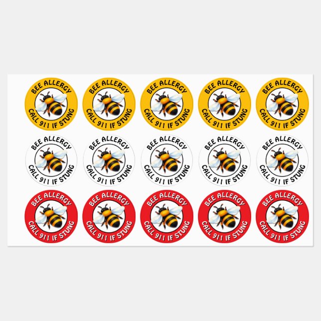 Warning Severe BEE Allergy Alert Button (Sheet)