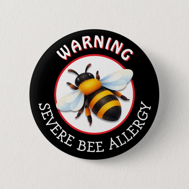 Warning Severe BEE Allergy Alert Button (Front)