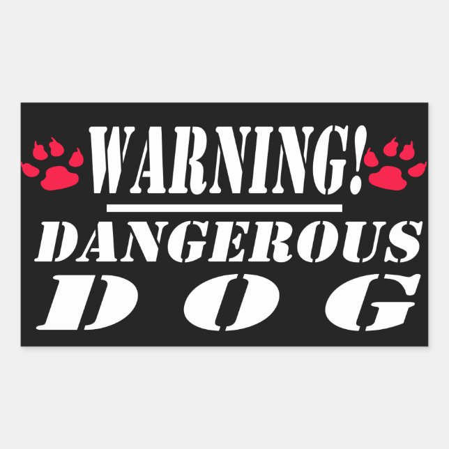 Warning Sign | Dangerous  Dog Rectangular Sticker (Front)