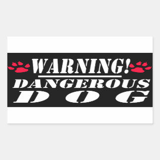 Warning Sign | Dangerous  Dog Rectangular Sticker