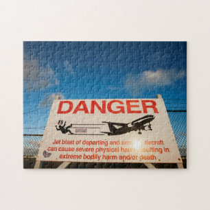 Warning sign near St. Maarten Airport, Jigsaw Puzzle