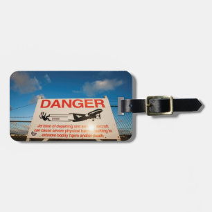 Warning sign near St. Maarten Airport, Luggage Tag