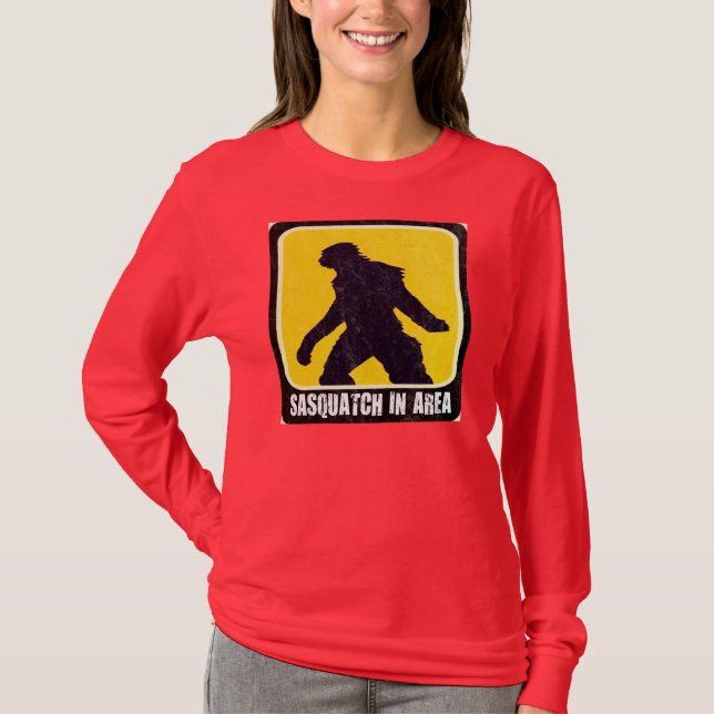 Warning Sign - Sasquatch in Area T-Shirt (Front)
