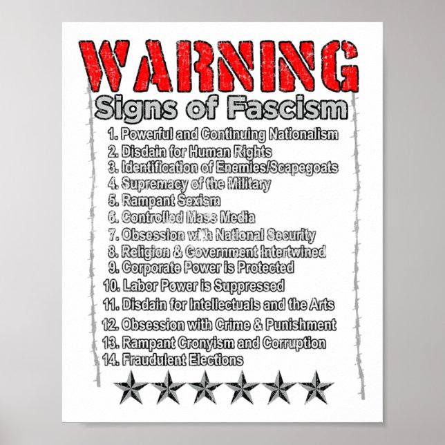 Warning Signs Of Fascism Anti Trump Resist Fascist (Front)