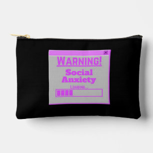 Warning Social Anxiety Pink Loading Tab Accessory Pouch