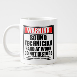 Warning Sound Technician Hard At Work Large Coffee Mug