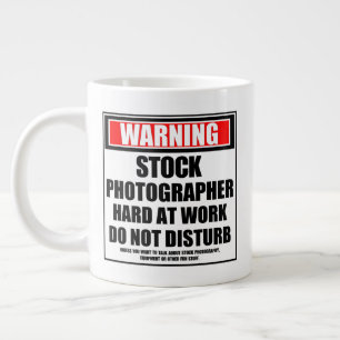 Warning Stock Photographer Hard At Work Large Coffee Mug