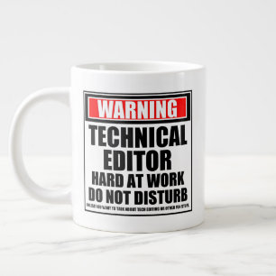 Warning Technical Editor Hard At Work Large Coffee Mug