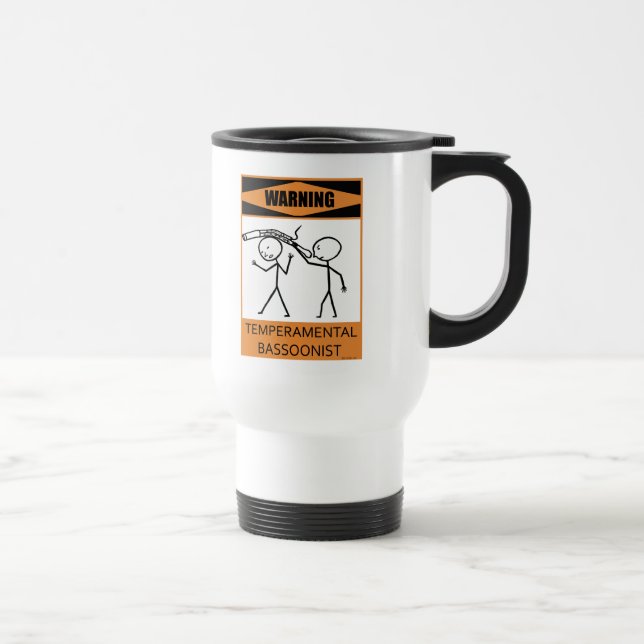 Warning Temperamental Bassoonist Travel Mug (Right)
