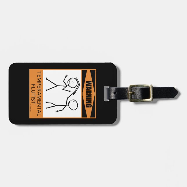 Warning! Temperamental Flautist Luggage Tag (Front Horizontal)