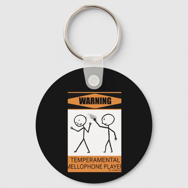 Warning Temperamental Mellophone Player Key Ring (Front)