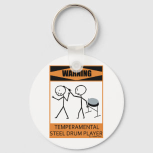 Warning Temperamental Steel Drum Player Key Ring