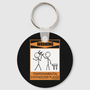 Warning Temperamental Synthesizer Player Key Ring