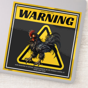 Warning text for rooster sticker
