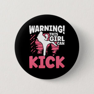 Warning This Girl Can Kick Mma Kickboxing Kickboxe 6 Cm Round Badge