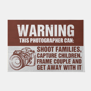 Warning This Photographer Can Mat, Funny Camera Doormat