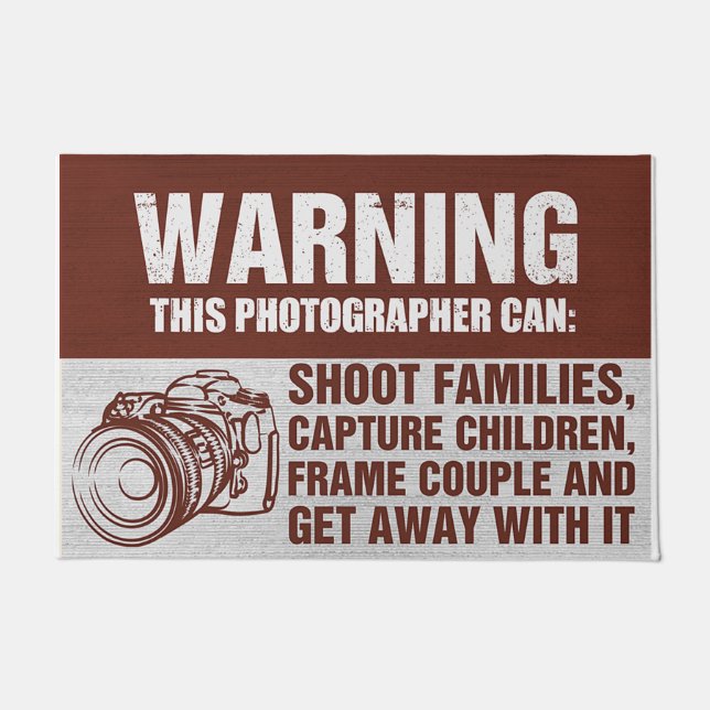 Warning This Photographer Can Mat, Funny Camera Doormat (Front)
