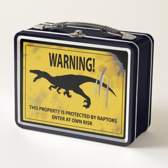 Warning! This Property is Protected by Raptors Metal Lunch Box (Front)