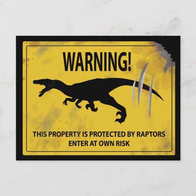 Warning! This Property is Protected by Raptors Postcard (Front)