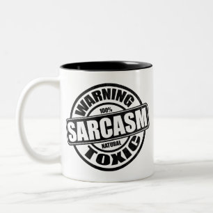 Warning Toxic Sarcasm Funny Two-Tone Coffee Mug