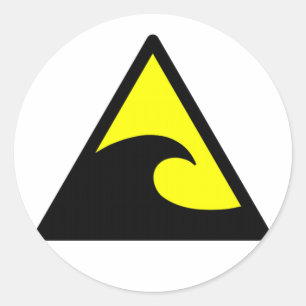 Warning Tsunami Wave Sign Classic Round Sticker