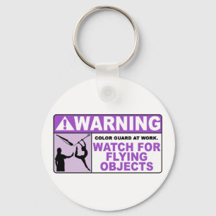 WARNING Watch For Flying Objects! Key Ring