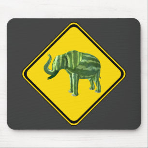 Warning: Watermelon Elephant Crossing! Mouse Pad