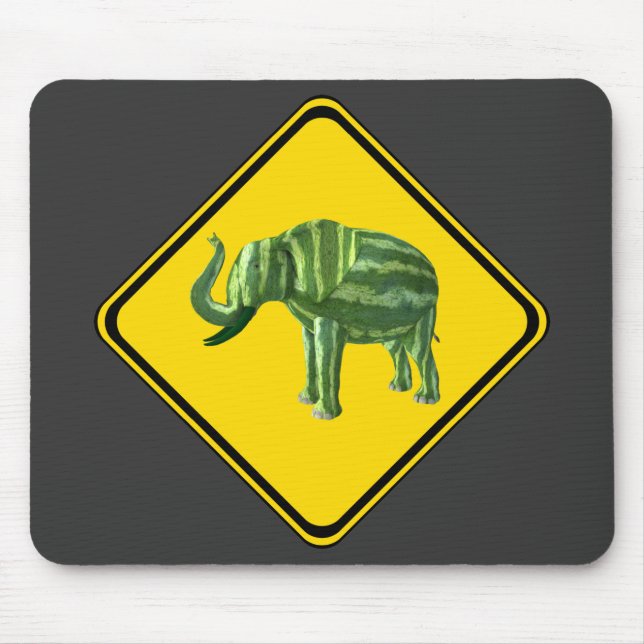 Warning: Watermelon Elephant Crossing! Mouse Pad (Front)