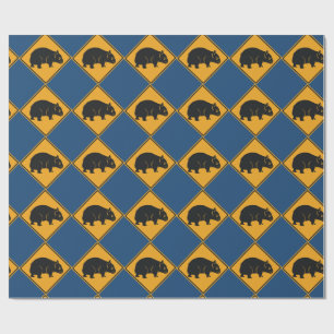 Warning Wombat Crossing Wrapping Paper
