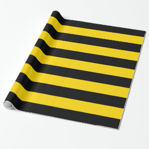 Warning Yellow and Black Caution Striped Wrapping Paper
