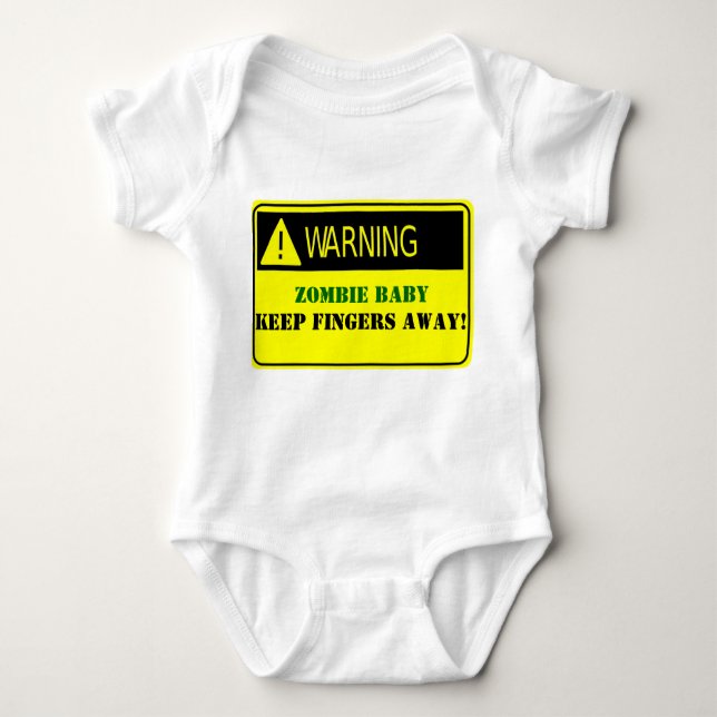 WARNING-ZOMBIE BABY KEEP FINGERS AWAY BABY BODYSUIT (Front)
