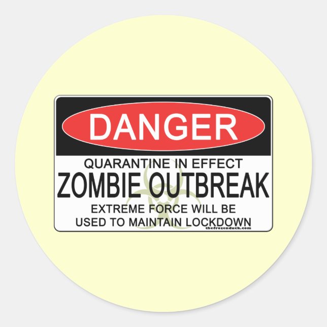 Warning - Zombie Outbreak Classic Round Sticker (Front)