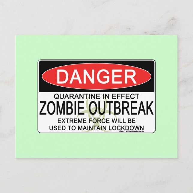 Warning - Zombie Outbreak Postcard (Front)