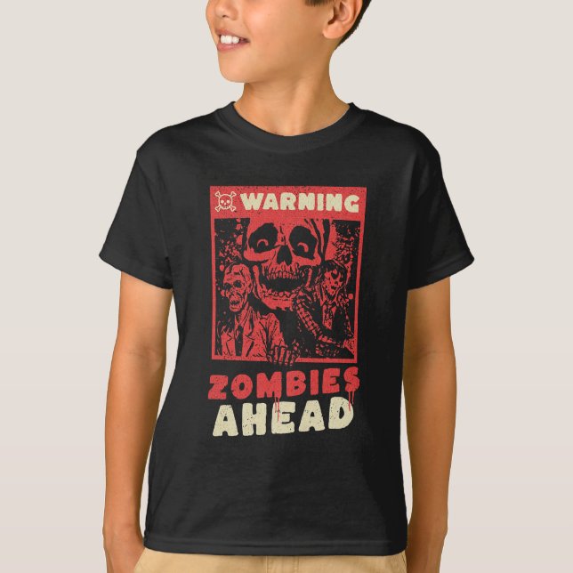 Warning Zombies Halloween Costume T-Shirt (Front)